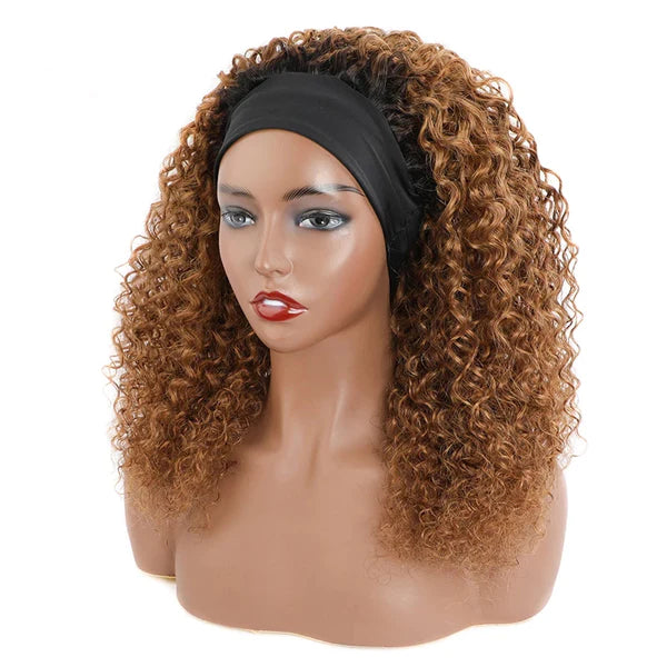 Color #1B/30 curly 100% Virgin Human Hair headband wig