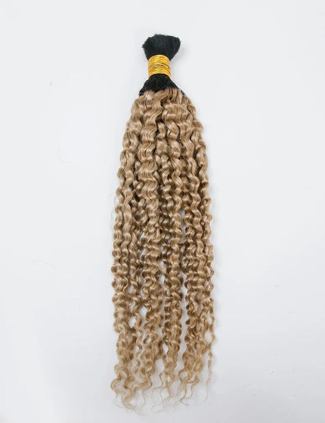 Curly wave ombre #1B/27 color 15A human hair bulk for braiding