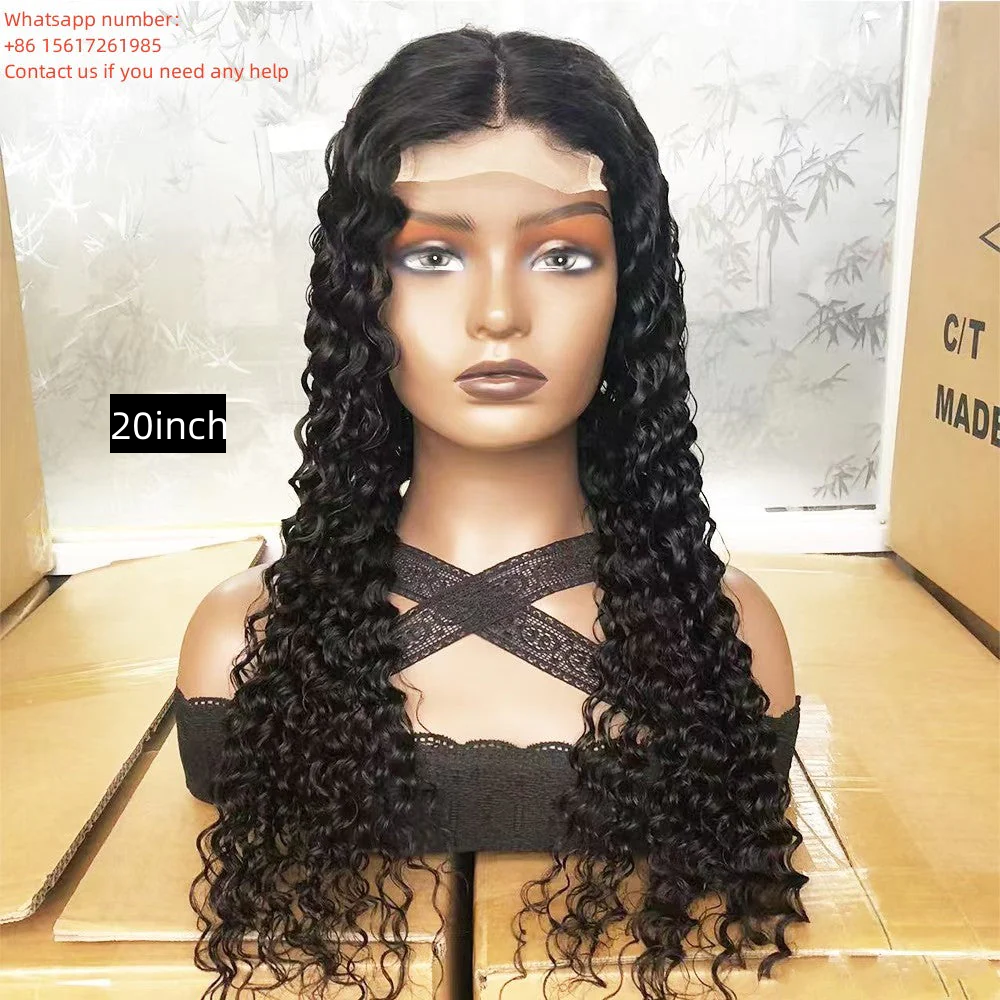 Deep Wave Natural Black 4x4，5x5 Transparent Lace closure  100% Virgin Human Hair LACE Wig 180% density