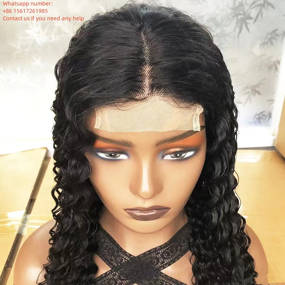 Deep Wave Natural Black 4x4，5x5 Transparent Lace closure  100% Virgin Human Hair LACE Wig 180% density