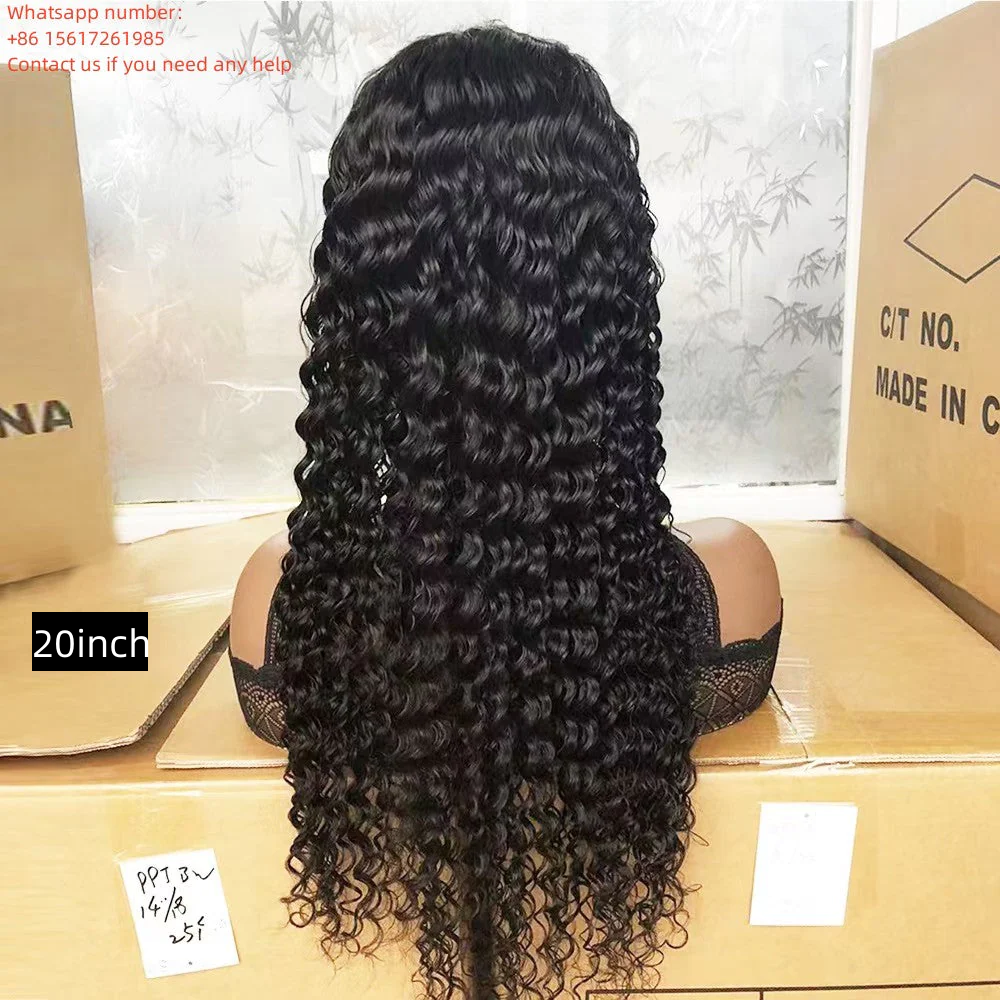 Deep Wave Natural Black 4x4，5x5 Transparent Lace closure  100% Virgin Human Hair LACE Wig 180% density