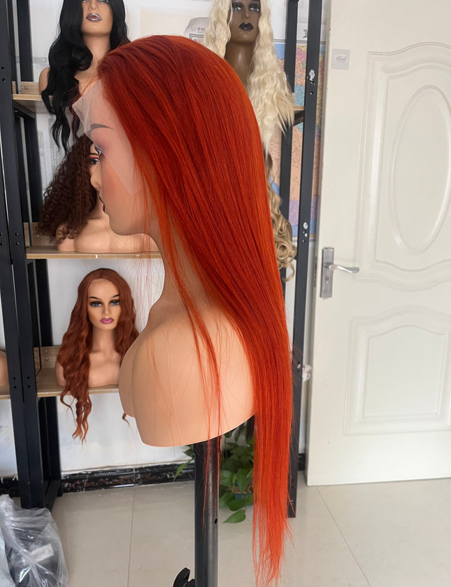 Human Hair Wig 12A straight light reddish brown