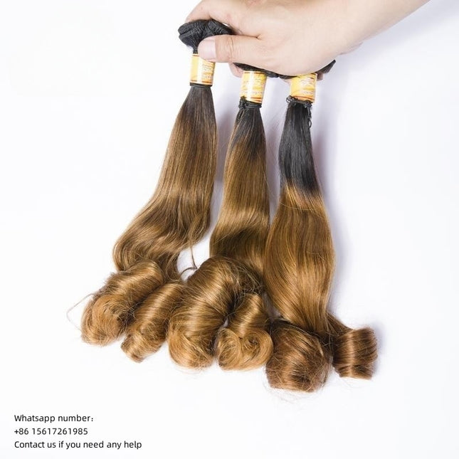 Funmi  name-5 Color 1B/30 Premium Donor Virgin Hair Bundle Double drown 1PC