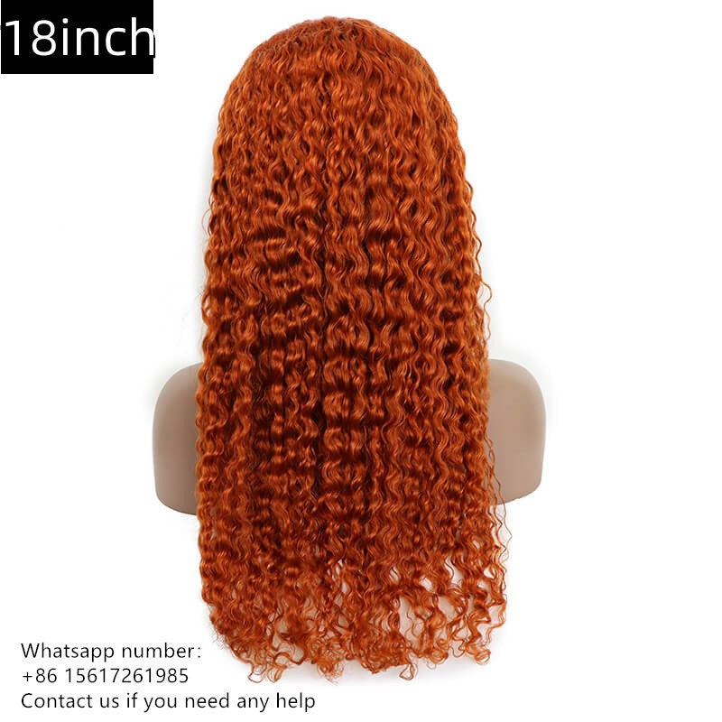 Jerry curly Ginger Color Lace Frontal 13x4 , 180% density Virgin Human Hair LACE Wig