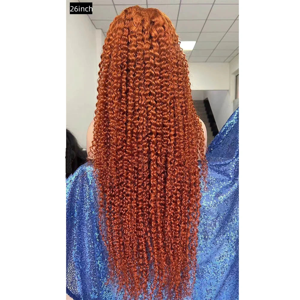 Jerry curly Ginger Color Lace Frontal 13x4 , 180% density Virgin Human Hair LACE Wig