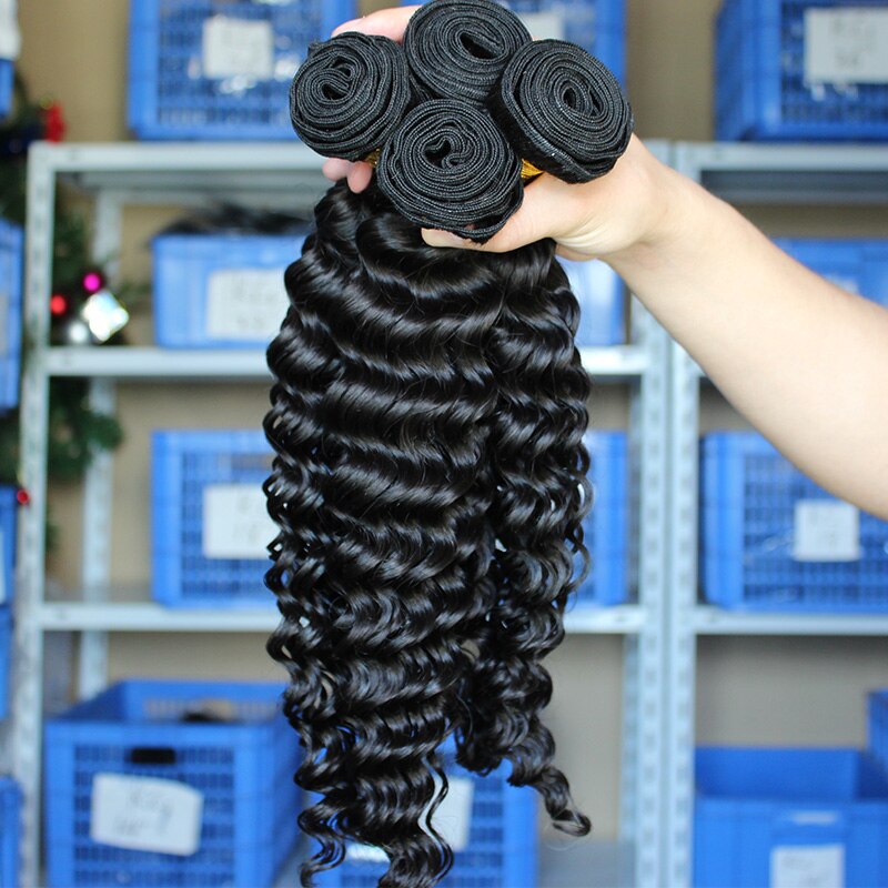 Deep Wave human Hair Weave 1pc 100% Human Hair Bundles natural black color