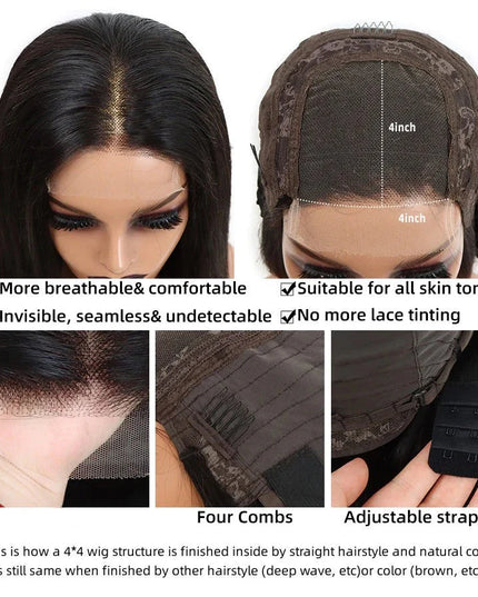 P4/27 straight 4x4, 5*5 Lace closure 100% Virgin Human Hair Wig 15A