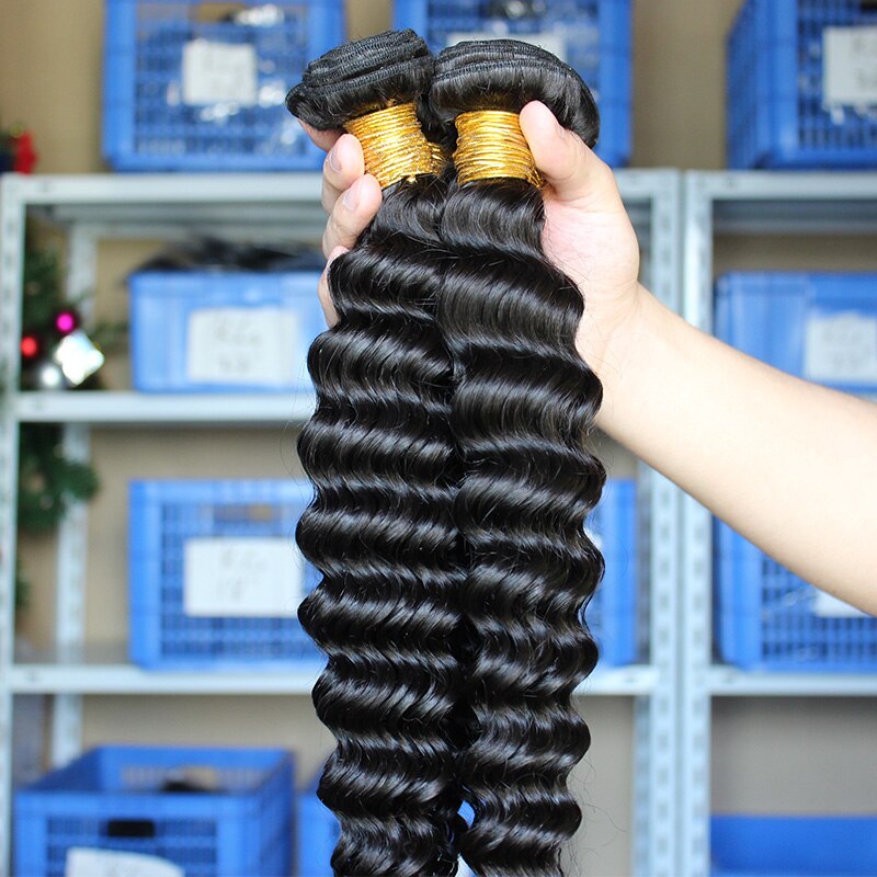 Deep Wave human Hair Weave 1pc 100% Human Hair Bundles natural black color