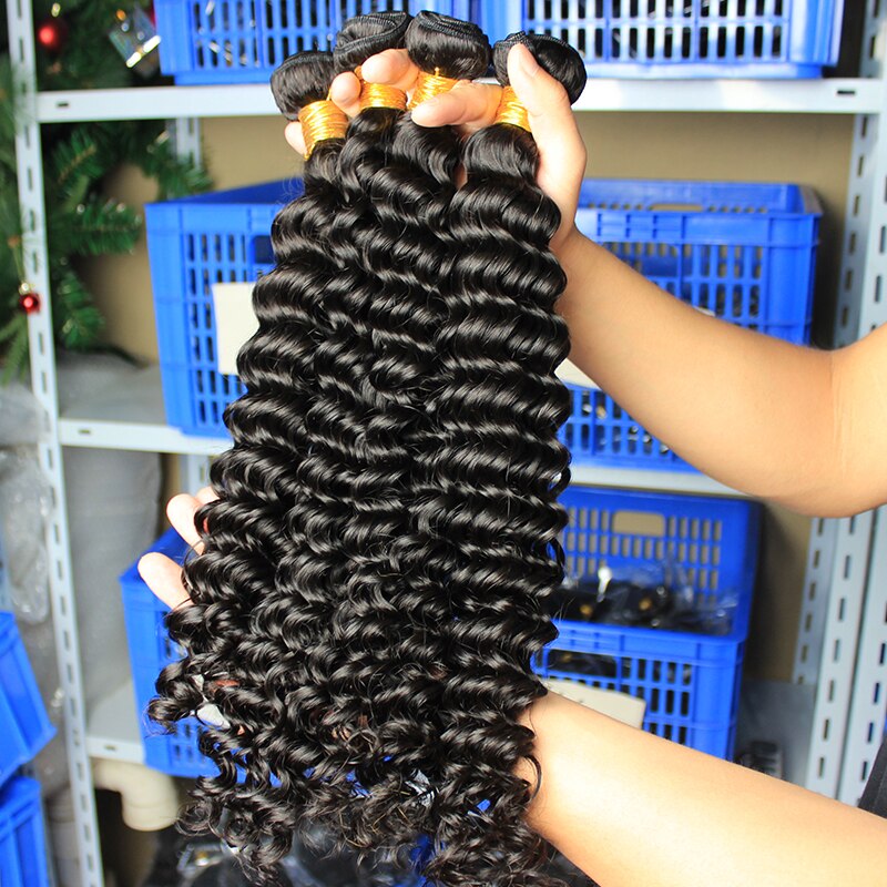 Deep Wave human Hair Weave 1pc 100% Human Hair Bundles natural black color