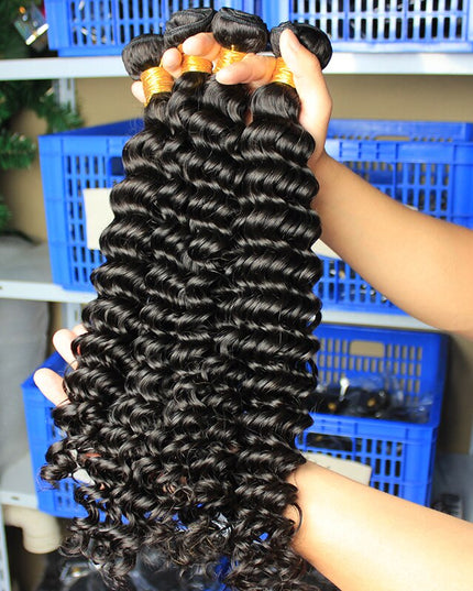 Deep Wave human Hair Weave 1pc 100% Human Hair Bundles natural black color