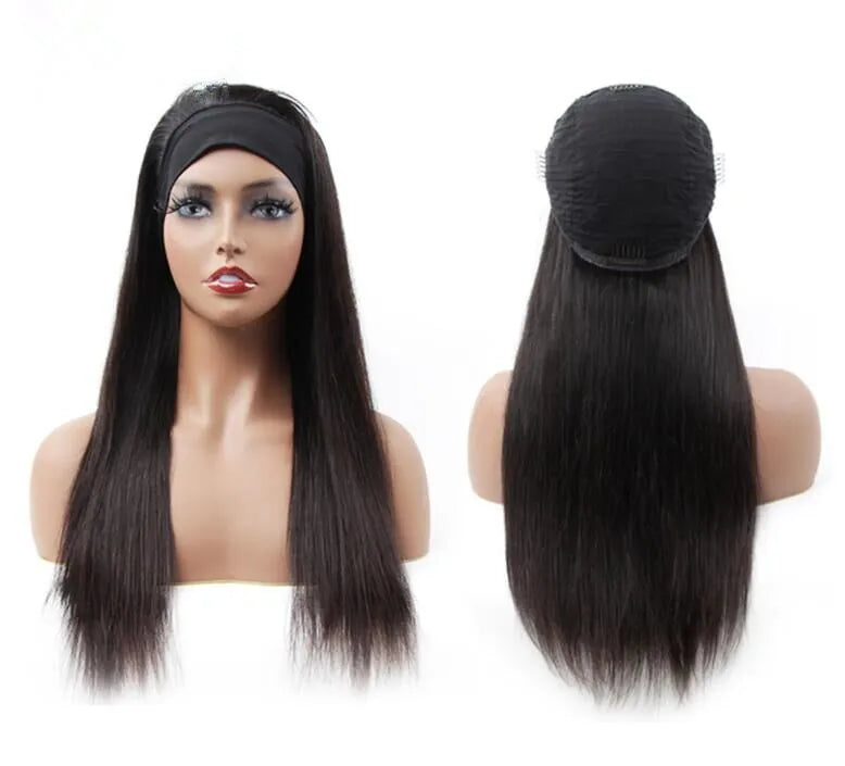 Natural color kinky straight 100% Virgin Human Hair headband wig