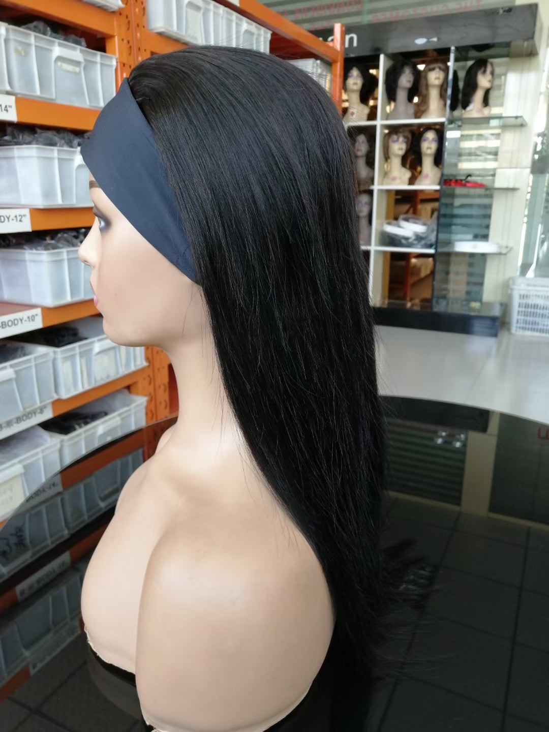 Straight Natural color headband wig  100% Virgin Human Hair