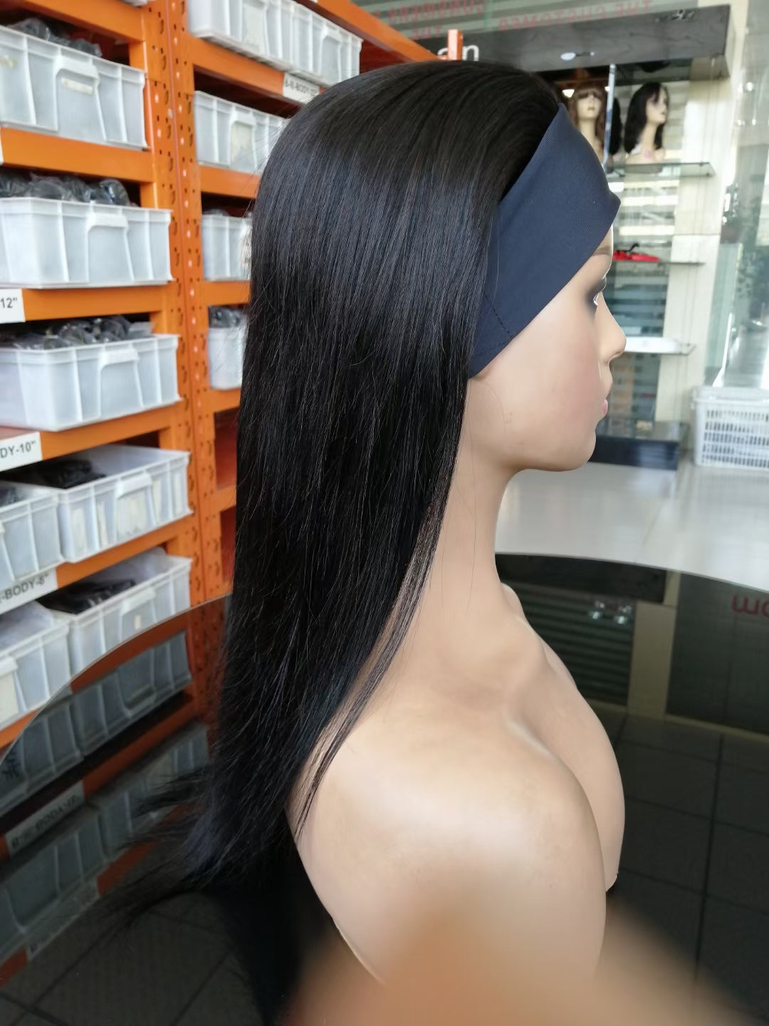 Straight Natural color headband wig  100% Virgin Human Hair