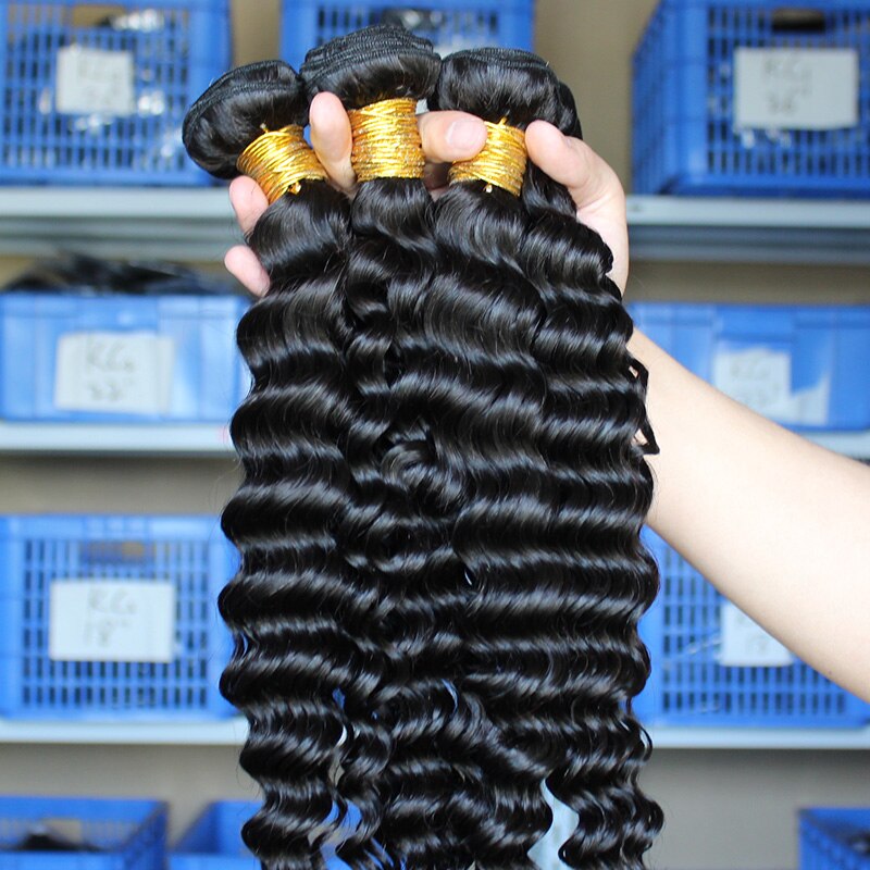 Deep Wave human Hair Weave 1pc 100% Human Hair Bundles natural black color