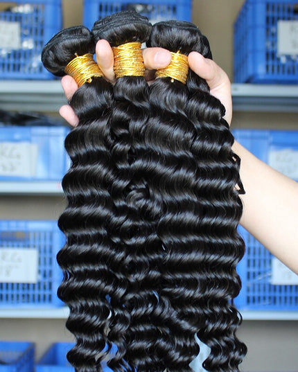 Deep Wave human Hair Weave 1pc 100% Human Hair Bundles natural black color