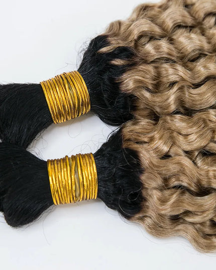 Curly wave ombre #1B/27 color 15A human hair bulk for braiding