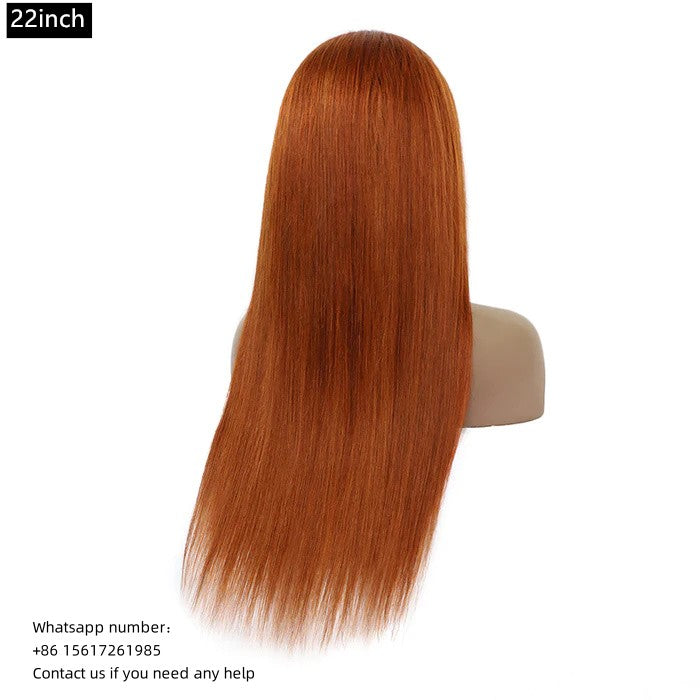 Orange brown straight Transparent Lace Frontal 180% density 13x4 Virgin Human Hair wig