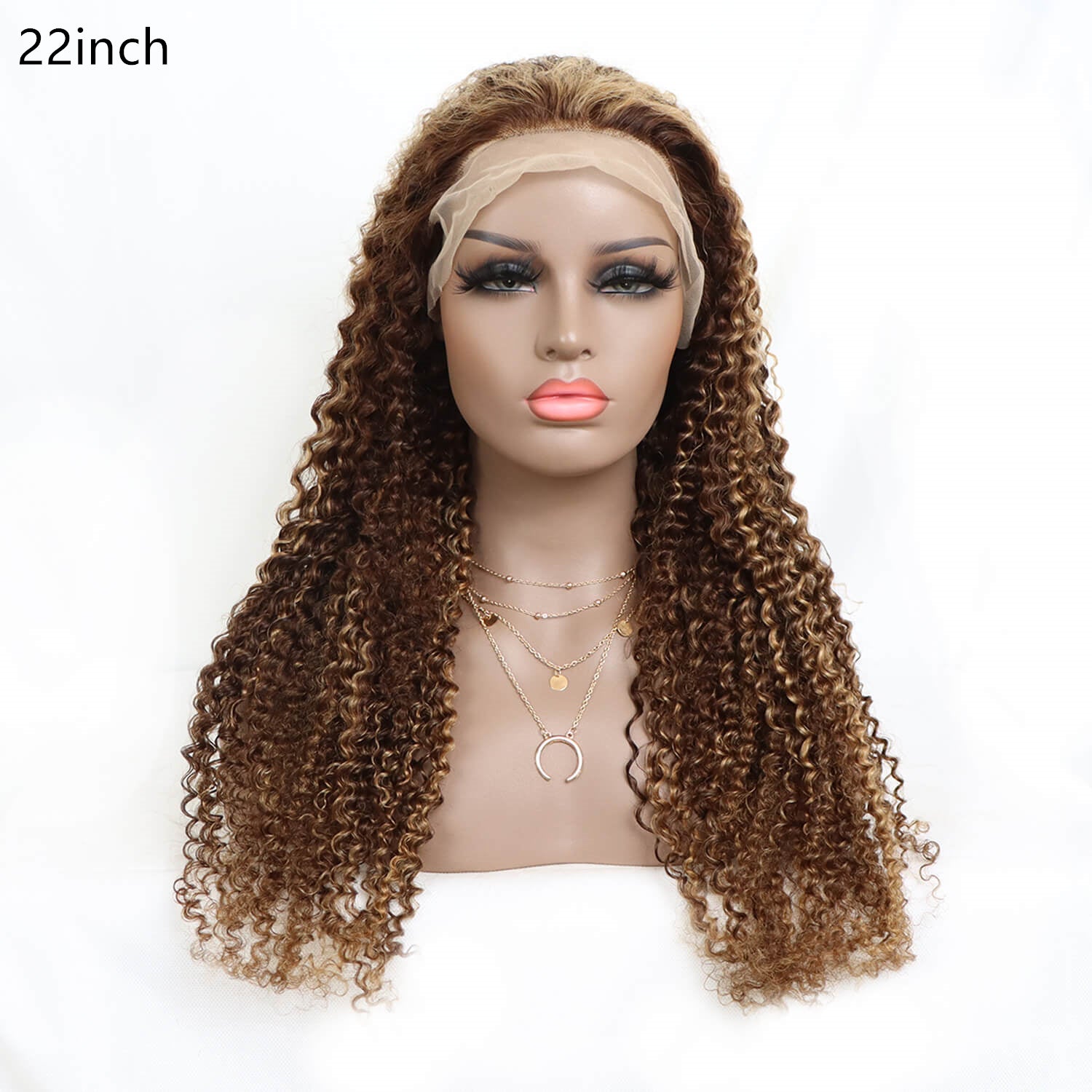 Kinky curly P4/27 Lace Frontal 13x4，100% Virgin Human Hair Transparent LACE Wig 180% density