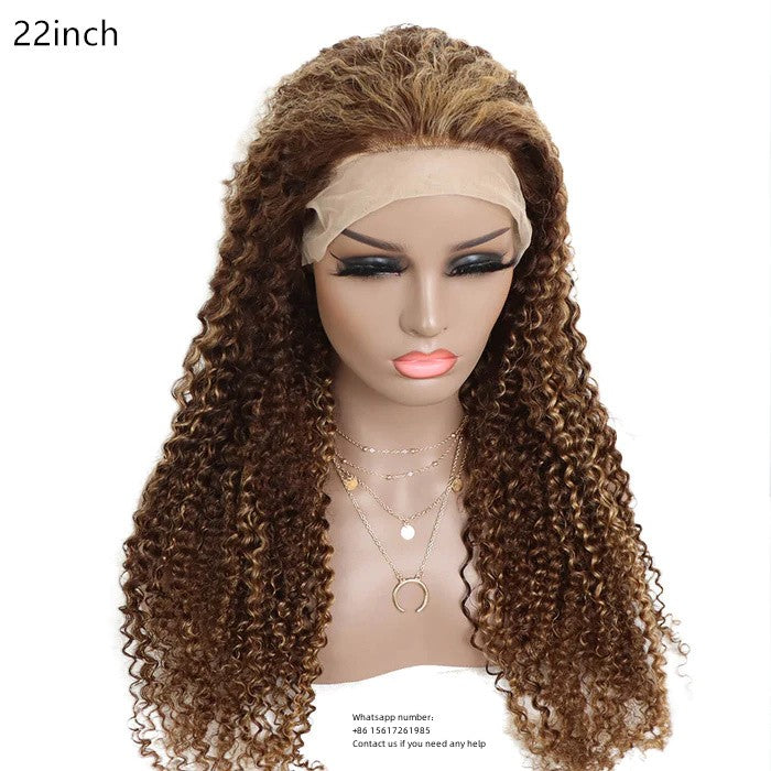 Kinky curly P4/27 Lace Frontal 13x4，100% Virgin Human Hair Transparent LACE Wig 180% density