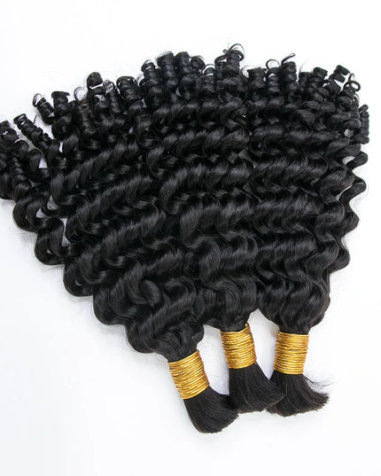 Loose curly natural black color 15A human hair bulk for braiding