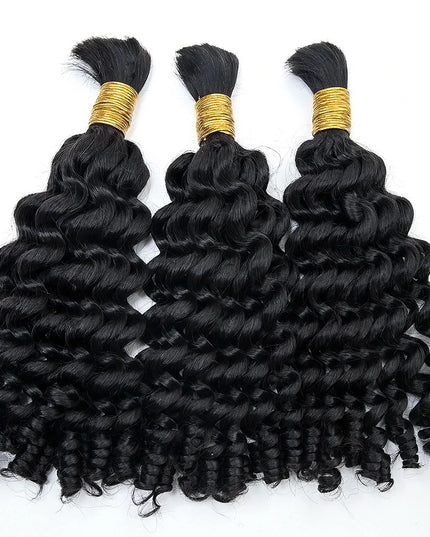 Loose curly natural black color 15A human hair bulk for braiding