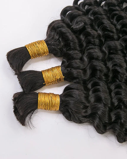 Loose curly natural black color 15A human hair bulk for braiding