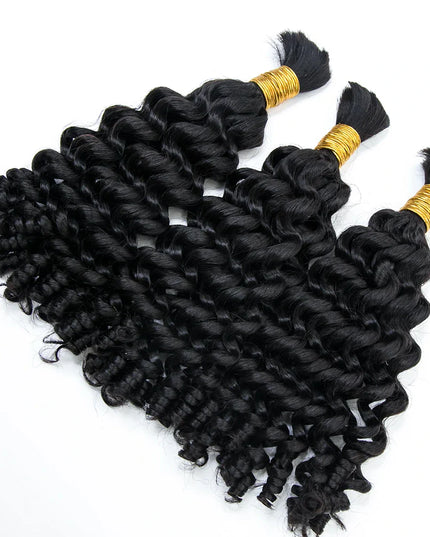 Loose curly natural black color 15A human hair bulk for braiding