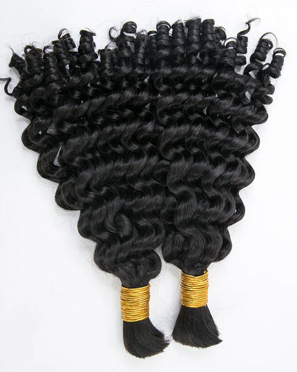 Loose curly natural black color 15A human hair bulk for braiding