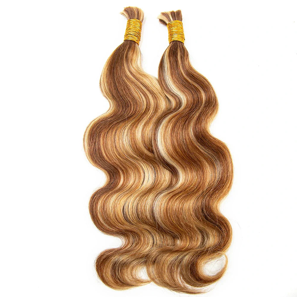 Cabello humano ondulado color 27/30/613, 12A, a granel para trenzar