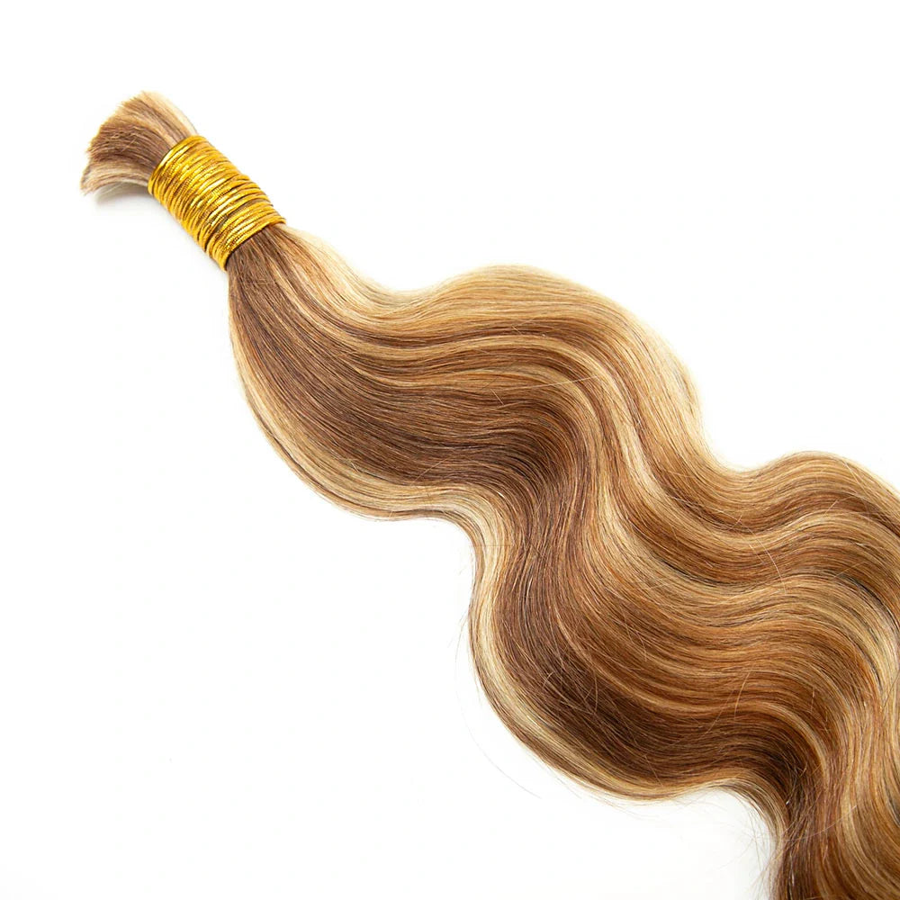 Cabello humano ondulado color 27/30/613, 12A, a granel para trenzar