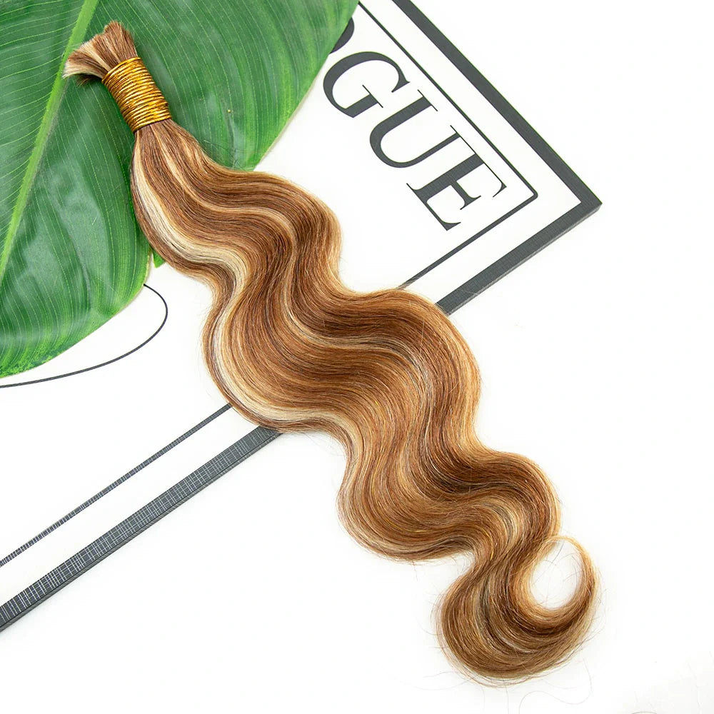 Cabello humano ondulado color 27/30/613, 12A, a granel para trenzar