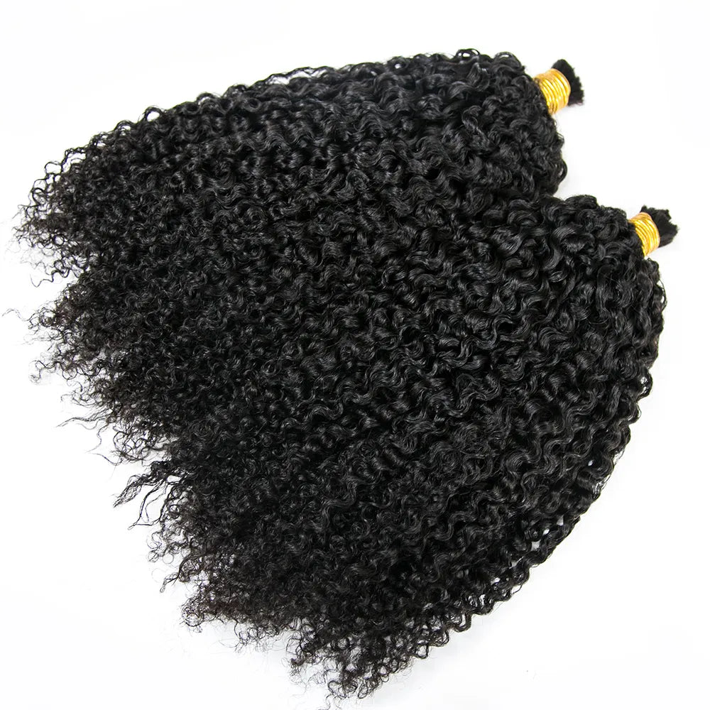 Cabello humano rizado color negro natural 12A a granel para trenzar