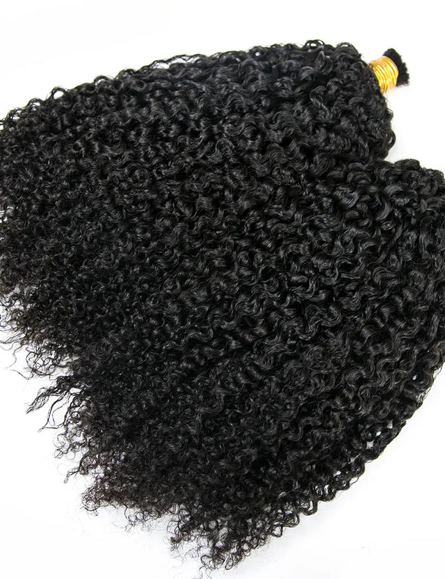 Kinky curly natural black color 15A human hair bulk for braiding