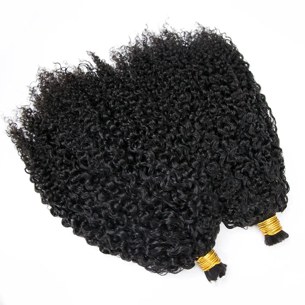 Cabello humano rizado color negro natural 12A a granel para trenzar