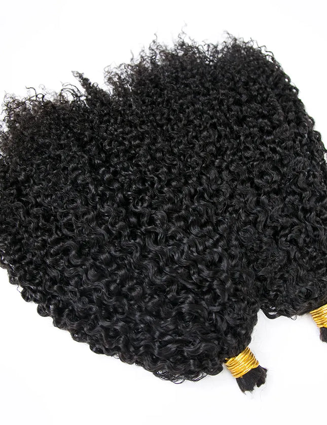 Kinky curly natural black color 15A human hair bulk for braiding