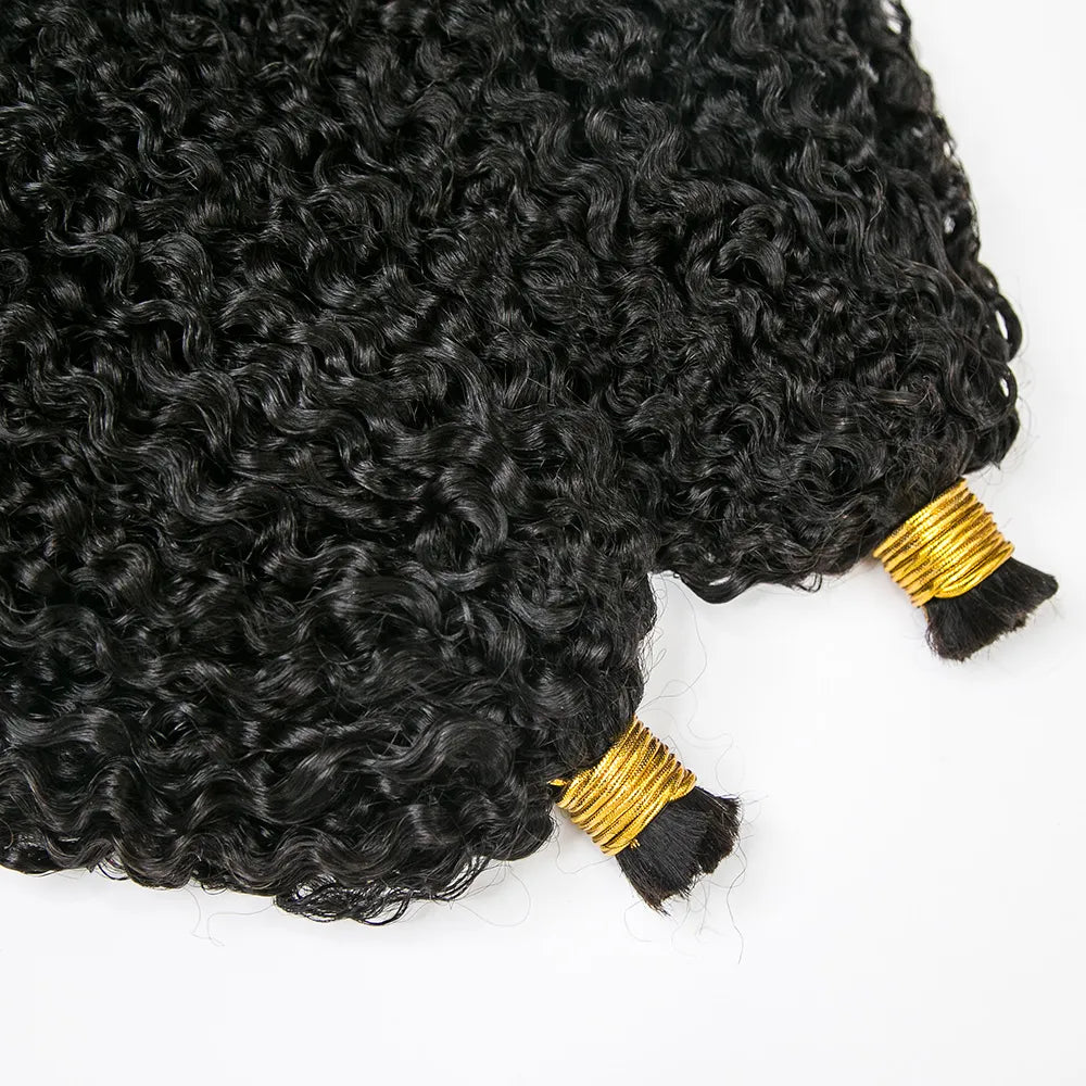 Cabello humano rizado color negro natural 12A a granel para trenzar