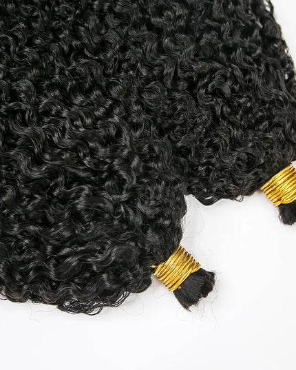 Kinky curly natural black color 15A human hair bulk for braiding