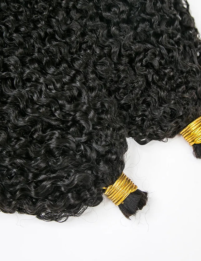 Kinky curly natural black color 15A human hair bulk for braiding