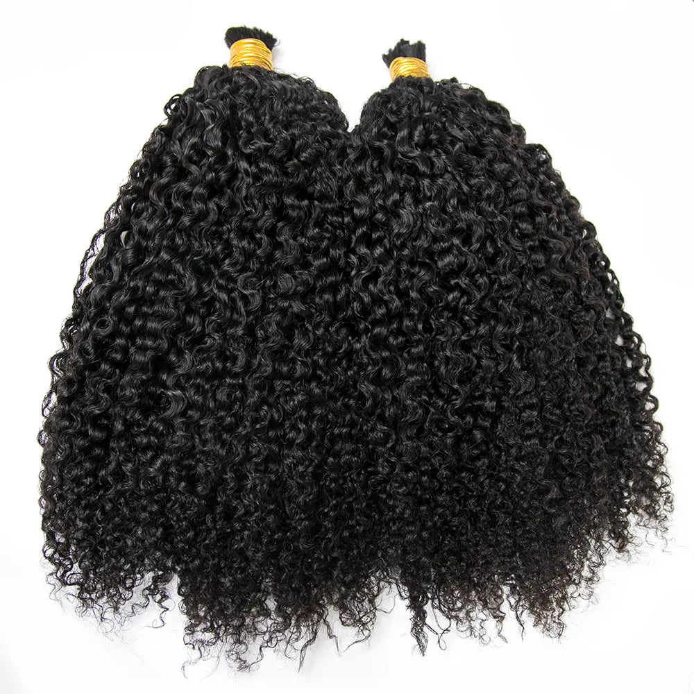 Cabello humano rizado color negro natural 12A a granel para trenzar