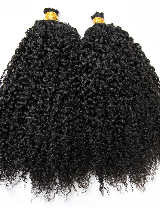 Kinky curly natural black color 15A human hair bulk for braiding