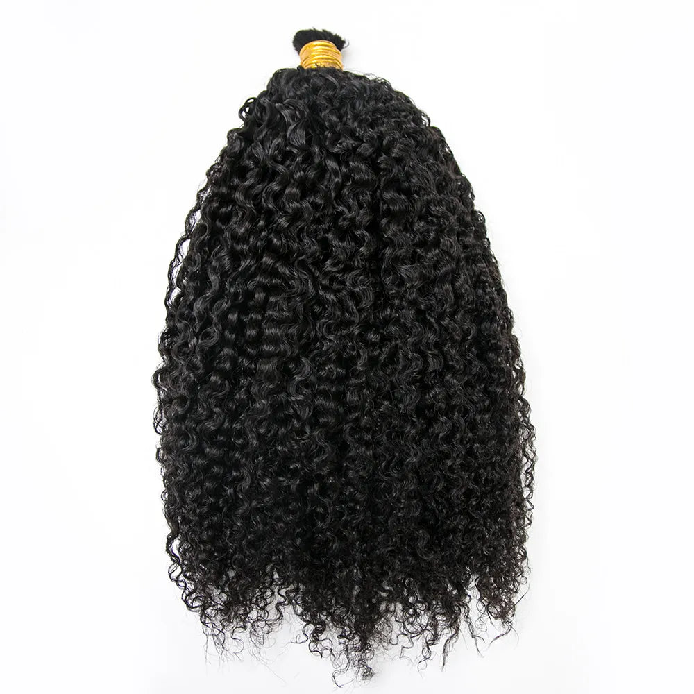 Cabello humano rizado color negro natural 12A a granel para trenzar