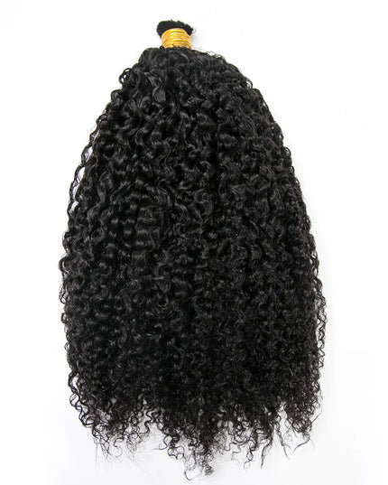 Kinky curly natural black color 15A human hair bulk for braiding
