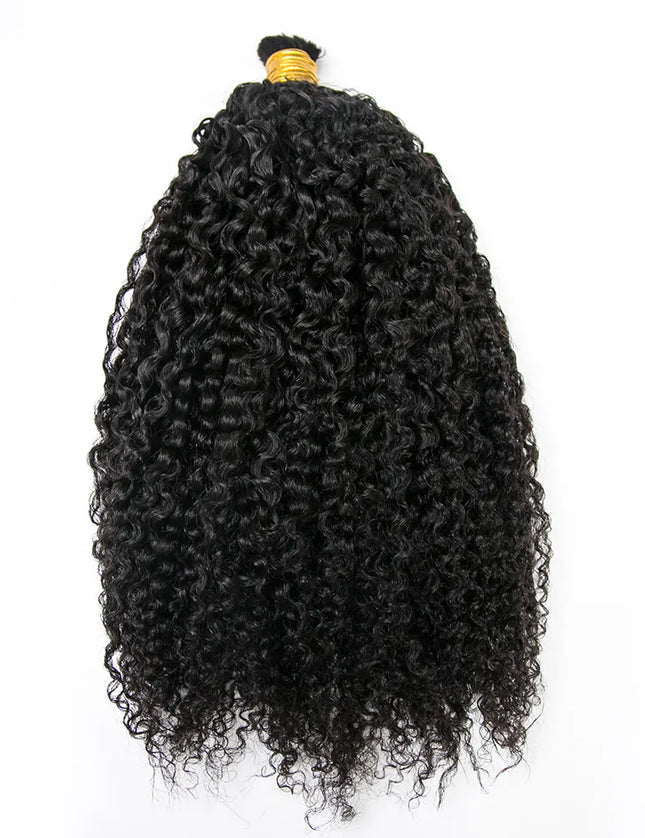 Kinky curly natural black color 15A human hair bulk for braiding