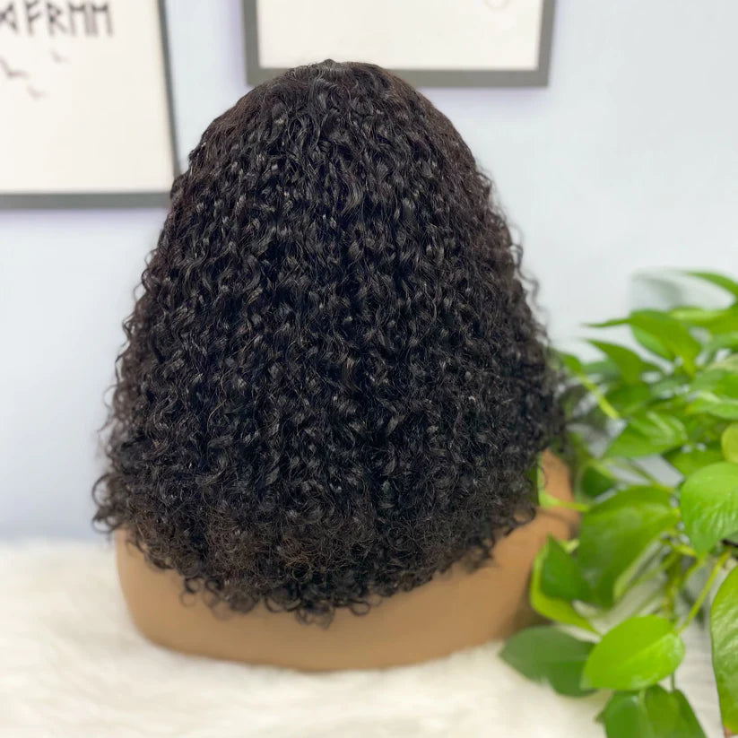 Pixie curl, natural black color, 13x4 Lace Frontal 100% Virgin Human Hair Transparent  LACE Wig 180% density