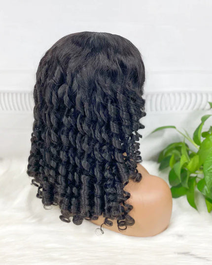 Big pixie, natural black color, 13x4 Lace Frontal 100% Virgin Human Hair Wig 15A