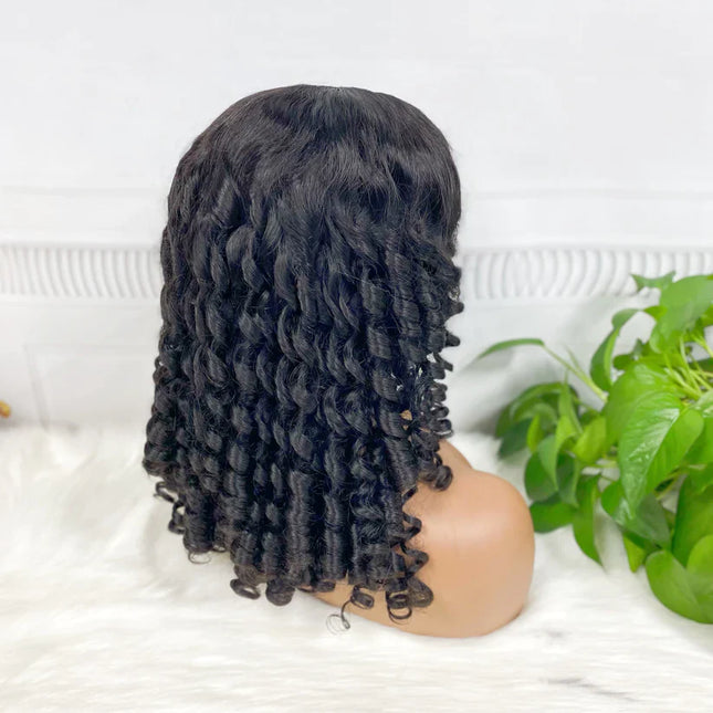 Big pixie, natural black color, 13x4 Lace Frontal 100% Virgin Human Hair Wig 15A