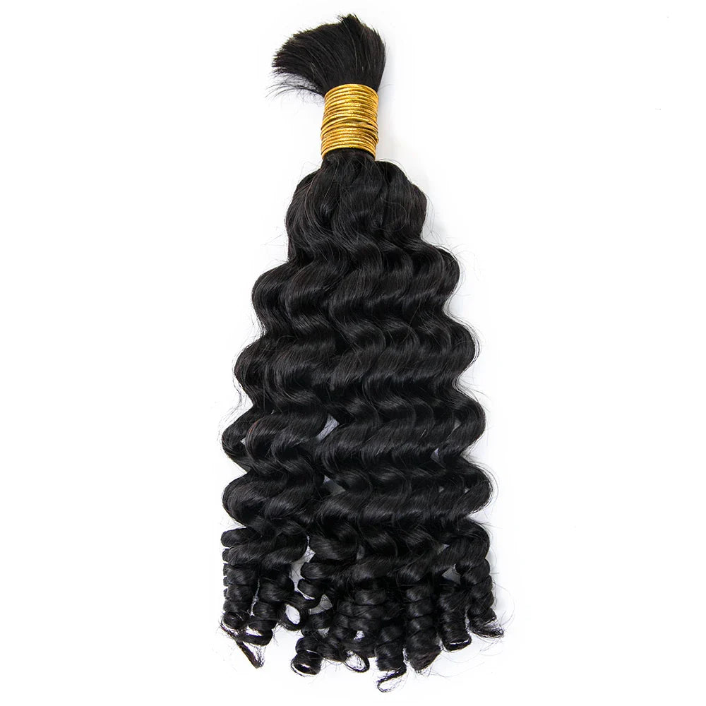 Cabello humano suelto, rizado, color negro natural, 12A, a granel para trenzar