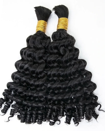 Loose curly natural black color 15A human hair bulk for braiding