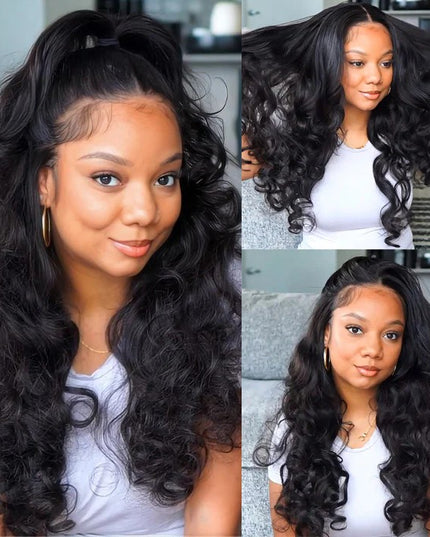 Natural Black body wave 4x4，5x5 Lace closure 100% Virgin Human Hair Wig 15A