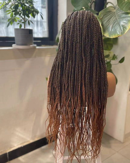 Synthetic Transparent Full Lace Braided Wigs Knotless Box Braids Wig  # 1B/30